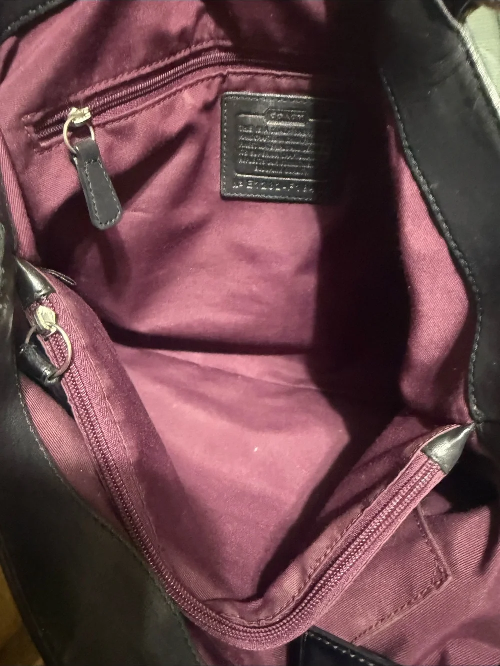 Coach Signature Canvas Shoulder Bag in Taupe, Purple and Black